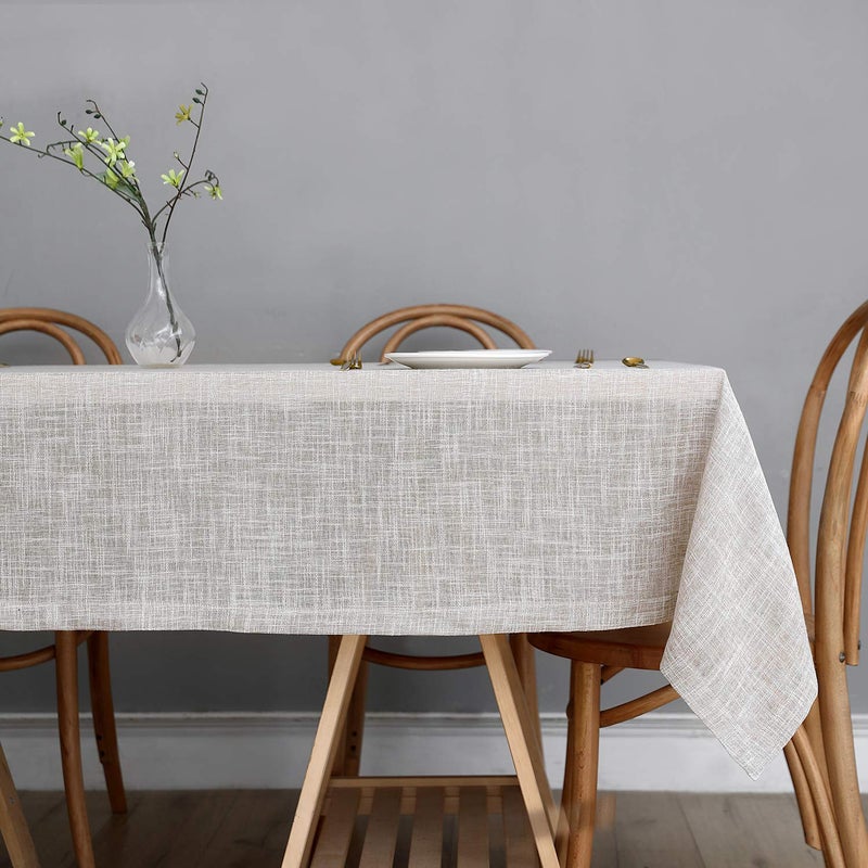 maxmill Flaxy Faux Linen Table Cloth with 2-Tone Slubby Texture Wrinkle Resistant Anti-Shrink Soft Tablecloth for Kitchen Dining Tabletop for Buffet Banquet Parties Rectangle 60 x 140 Inch Linen - Image 4